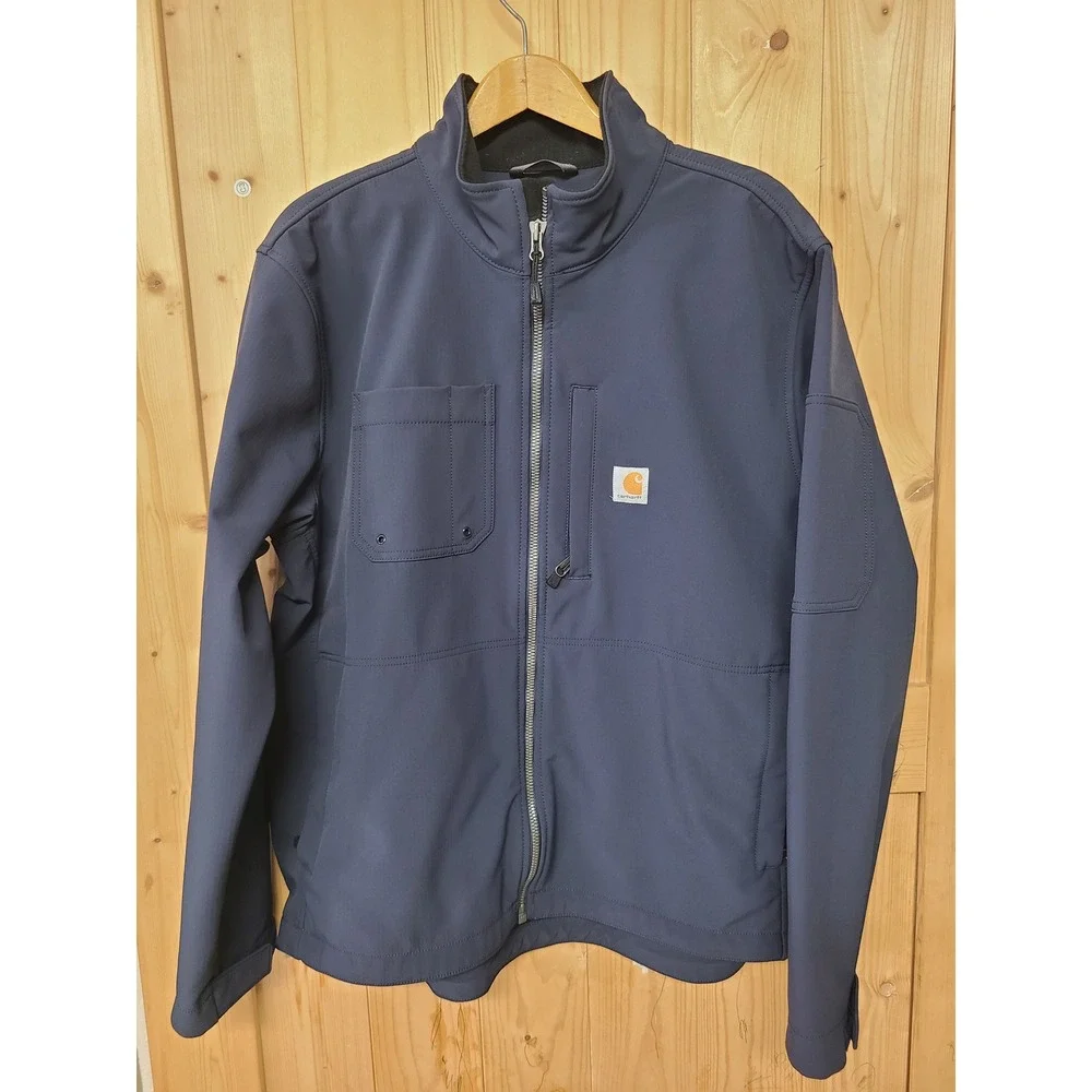 Carhartt Crowley Softshell Jacket Mens XL Navy Blue Good Rain Defender 102703